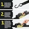 Dc Cargo 1in X 10 Retractable Ratchet Straps w/ Integrated Soft Loops, 2PK 110RRSSHST-2 - alternate 3